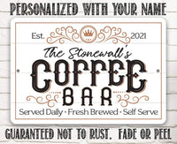 Personalized - Coffee Bar - Metal Sign