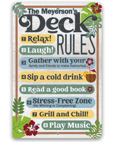 Personalized - Deck Rules Relax Laugh Gather With Your Family - Metal Sign