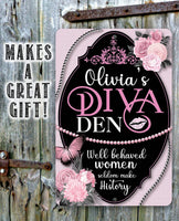 Personalized - Diva Den - Metal Sign