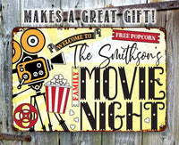 Personalized - Family Movie Night - Metal Sign