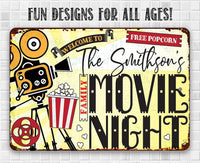Personalized - Family Movie Night - Metal Sign