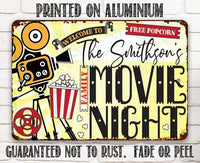 Personalized - Family Movie Night - Metal Sign