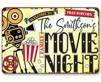 Personalized - Family Movie Night - Metal Sign