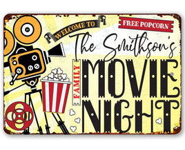 Personalized - Family Movie Night - Metal Sign