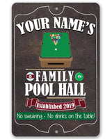 Personalized - Family Pool/Game Room - Metal Sign