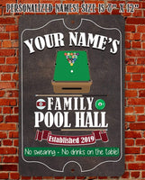 Personalized - Family Pool/Game Room - Metal Sign