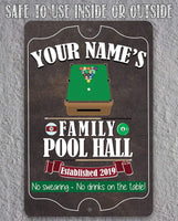Personalized - Family Pool/Game Room - Metal Sign