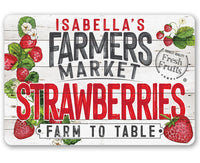 Personalized - Farmers Market Strawberries - Metal Sign
