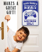 Personalized - Gamers Only - Blue - Metal Sign