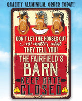 Personalized - Gate Closed Horses - Metal Sign