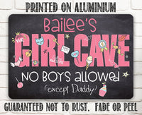 Personalized - Girl Cave - Metal Sign