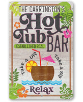 Personalized - Hot Tub Bar - Metal Sign