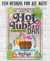 Personalized - Hot Tub Bar - Metal Sign