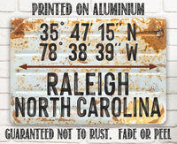Personalized - Map Coordinates Any City Any State - Metal Sign