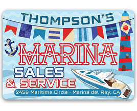 Personalized - Marina Sales and Service - Metal Sign