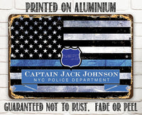 Personalized - Blue Line Police Support - Metal Sign