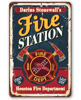 Personalized - Fire Station - Metal Sign