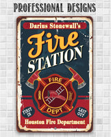 Personalized - Fire Station - Metal Sign