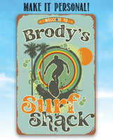 Personalized - Surf Shack Surfing Guy - Metal Sign