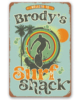 Personalized - Surf Shack Surfing Guy - Metal Sign