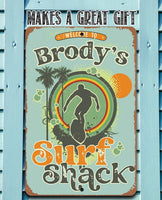 Personalized - Surf Shack Surfing Guy - Metal Sign