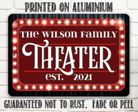 Personalized - Theater Family Name - Metal Sign