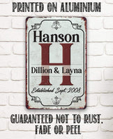 Personalized - Monogram Family - Metal Sign
