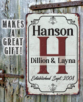 Personalized - Monogram Family - Metal Sign