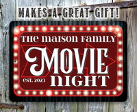 Personalized - Movie Night - Metal Sign