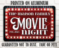 Personalized - Movie Night - Metal Sign