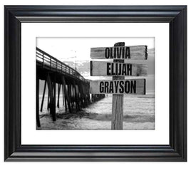 Personalized - Names Sign Post Art - Pier - Print or Canvas