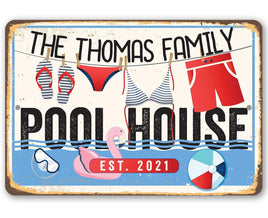 Personalized - Pool House - Metal Sign