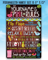 Personalized - Pool Rules - Metal Sign