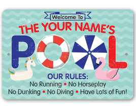 Personalized - Pool Rules - Metal Sign