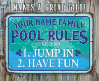 Personalized - Pool Side - Metal Sign