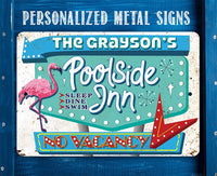 Personalized - Poolside Inn - Metal Sign