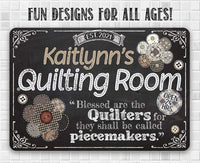 Personalized - Quilting Room - Metal Sign