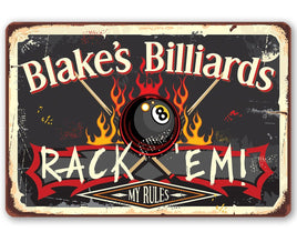 Personalized - Rack 'Em - Metal Sign