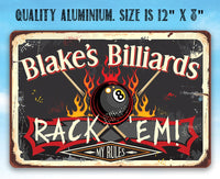Personalized - Rack 'Em - Metal Sign