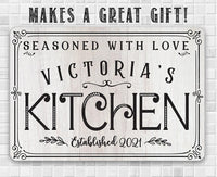Personalized - Seasoned With Love Kitchen - Metal Sign