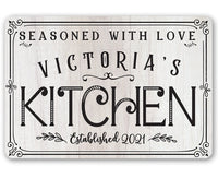 Personalized - Seasoned With Love Kitchen - Metal Sign