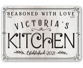 Personalized - Seasoned With Love Kitchen - Metal Sign
