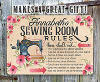 Personalized - Sewing Room Rules - Metal Sign