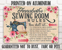 Personalized - Sewing Room Rules - Metal Sign