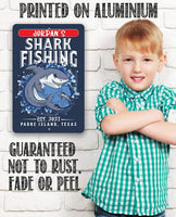 Personalized - Shark Fishing - Metal Sign