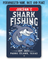 Personalized - Shark Fishing - Metal Sign