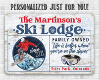Personalized - Ski Lodge - Metal Sign