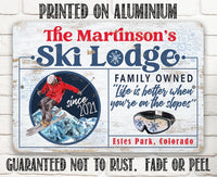 Personalized - Ski Lodge - Metal Sign