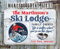 Personalized - Ski Lodge - Metal Sign