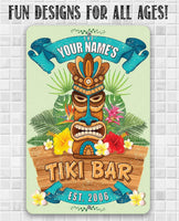 Personalized - Tiki Bar Aloha - Metal Sign